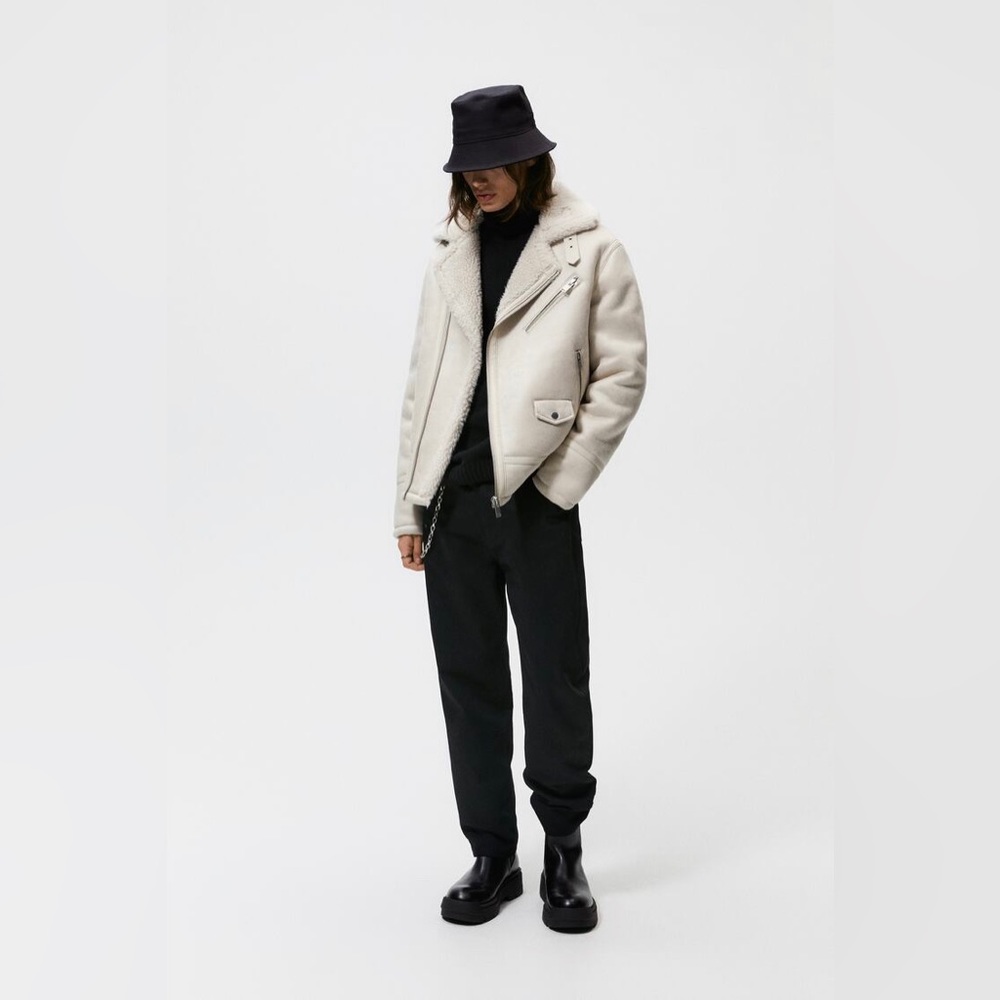 Zara Oyster White Double-Faced Jacket - Small